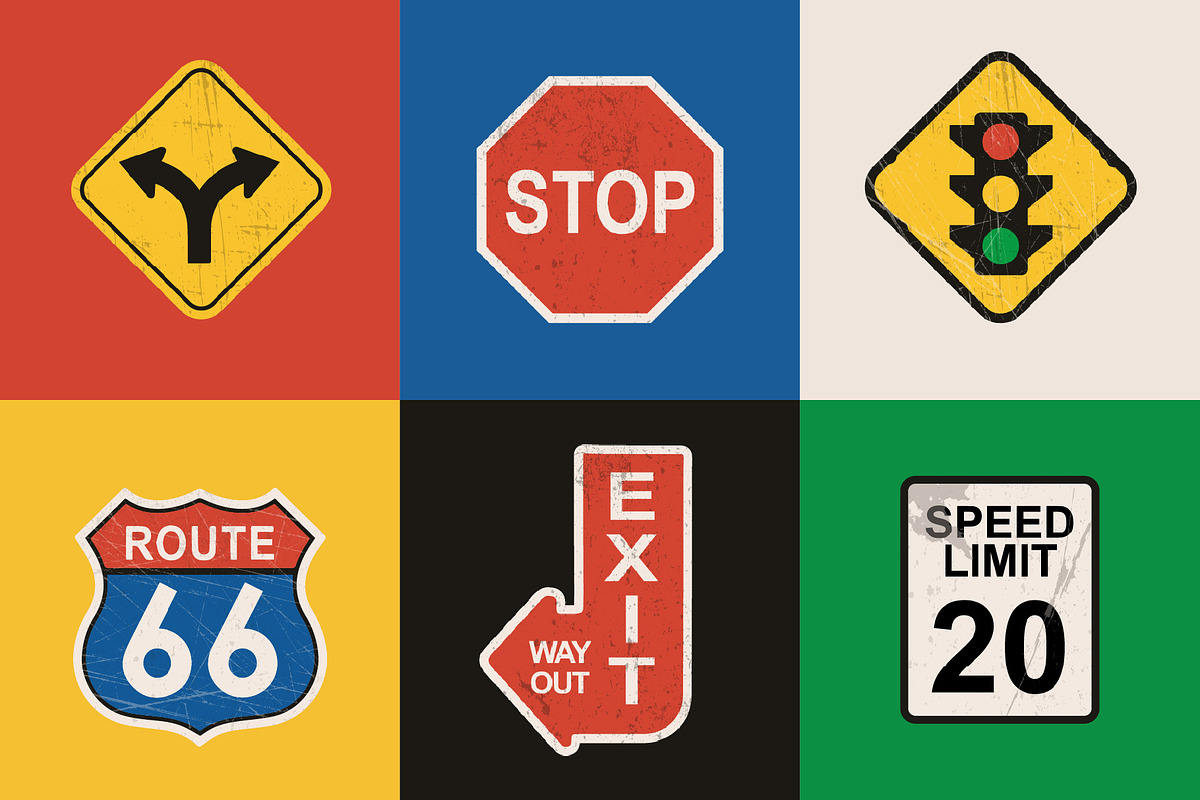 USA Road Sign Set, an Object Illustration by Creathub Studio (Photo 4 of 4)