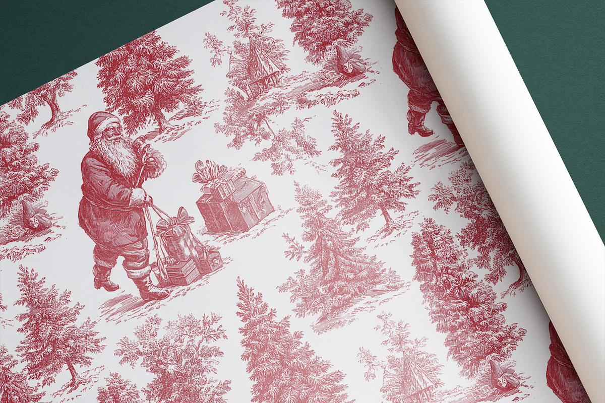 RED CHRISTMAS TOILE Seamless Pattern, a Pattern Graphic by AYAKA Studio Co. (Photo 2 of 6)
