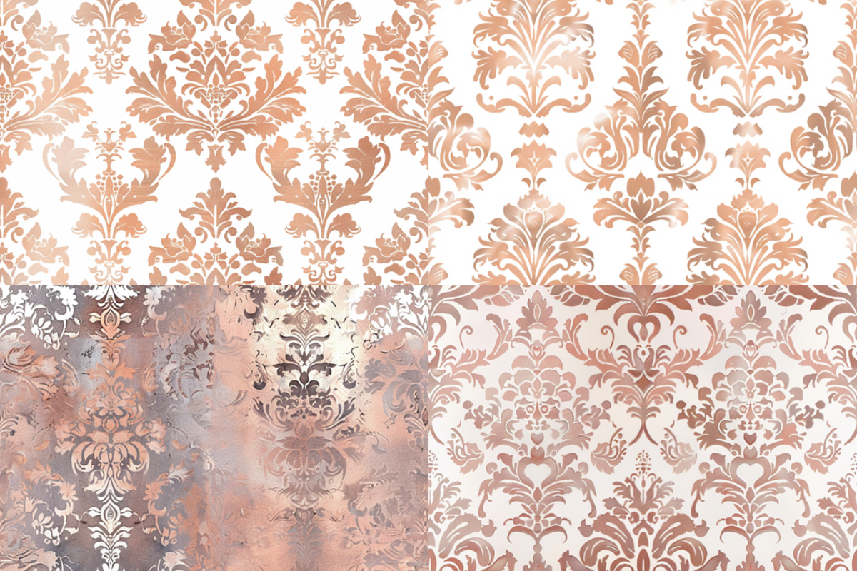 Rose Gold Damask Seamless Patterns, a Pattern Graphic by PrintablesByFranklyn (Photo 5 of 6)