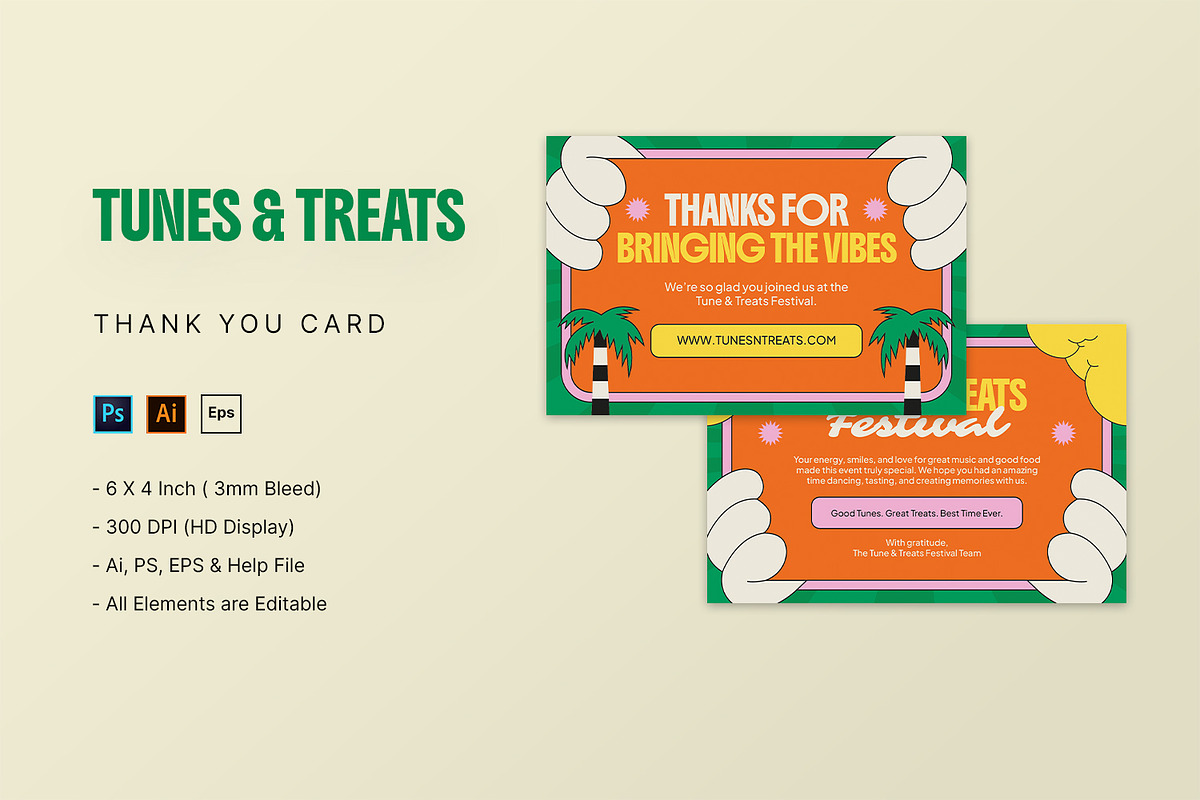 Tunes & Treats - Thank You Card, a Print Template by StreaksideStd (Photo 1 of 3)