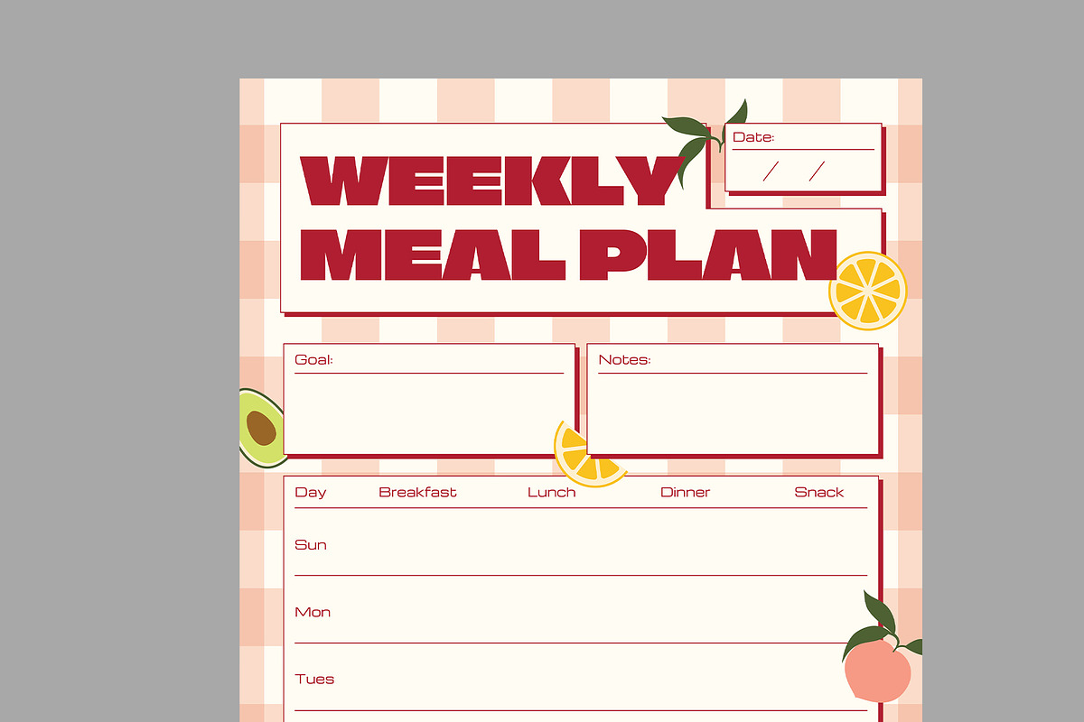 Retro Theme Meal Plan, a Stationery Template by Neermana (Photo 2 of 4)