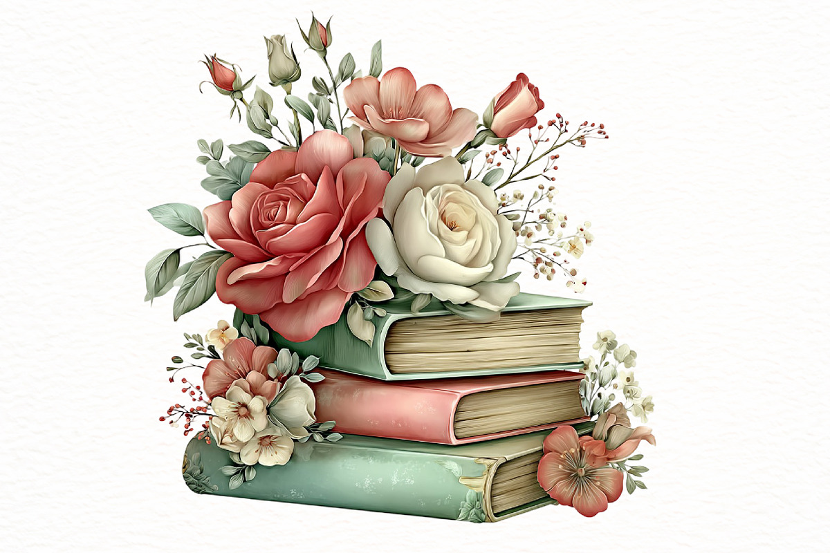 Whimsical Spring Book stack Clipart, an Illustration by Designworld (Photo 5 of 8)