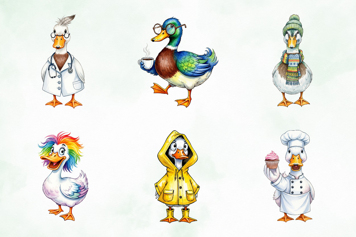 Quirky Duck Sublimation Clipart, an Illustration by Creative Art (Photo 5 of 9)