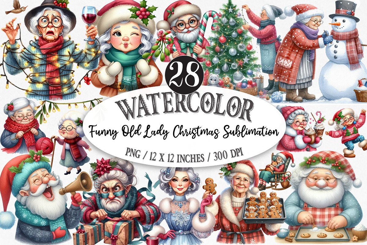 Funny Old Lady Christmas Sublimation, an Illustration by Designking (Photo 1 of 5)