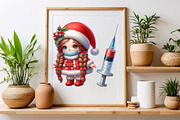 Christmas Nurse Girl Sublimation, a Seasonal Illustration by Craft Nest (Thumbnail 4 of 5)