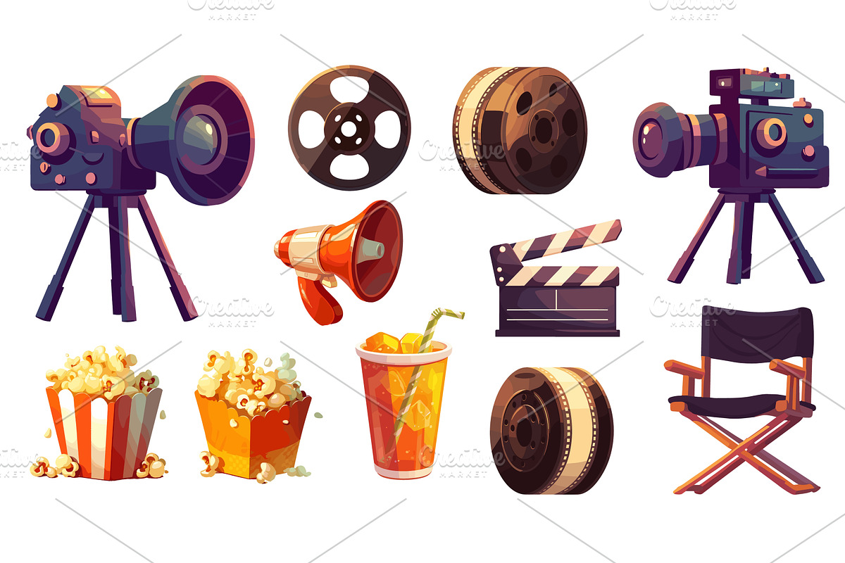 Cinema elements. Cartoon movie, an Object Illustration by Stock-Smart-Start