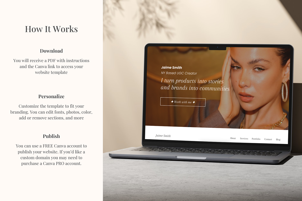 UGC Portfolio Canva Website Template, a Landing Page Template by GlamWebDesigns (Photo 8 of 8)