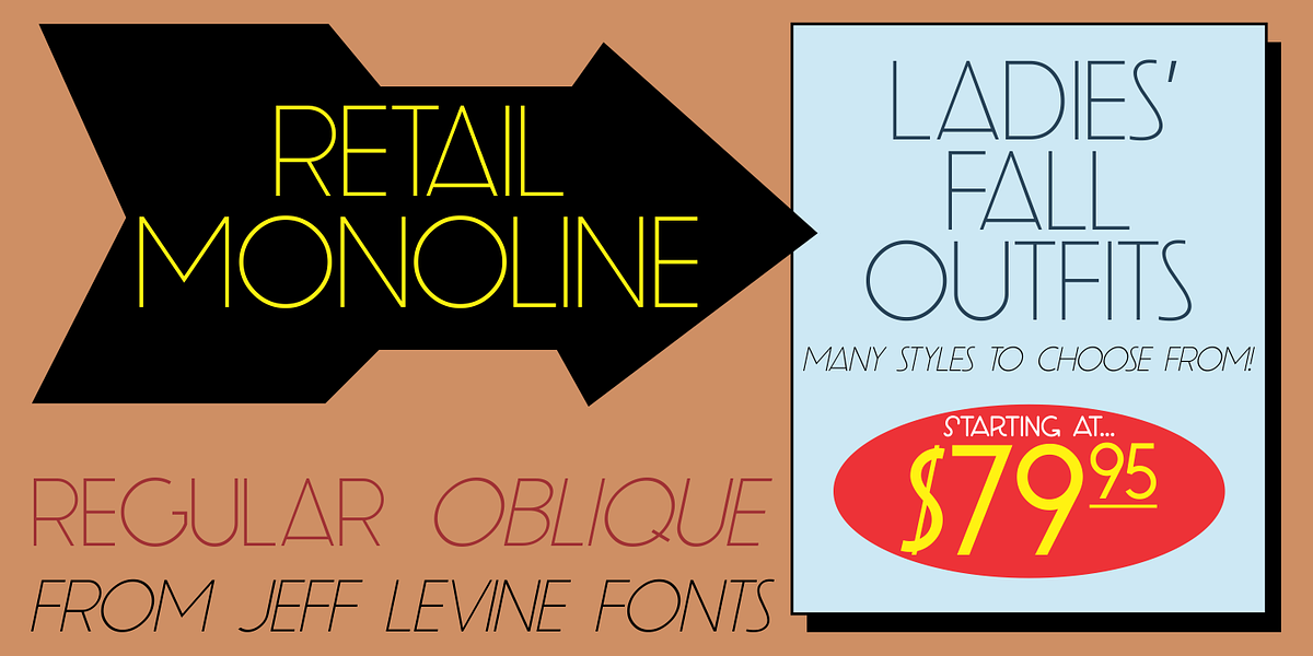 Retail Monoline JNL, a Sans Serif Font by Jeff Levine Fonts (Photo 1 of 5)