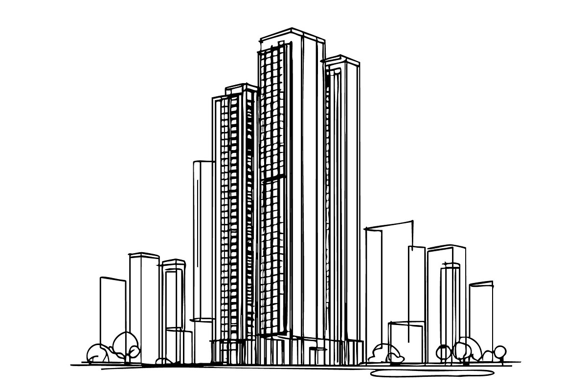 High-rise building sketch, an Illustration by Sketching (Photo 2 of 3)