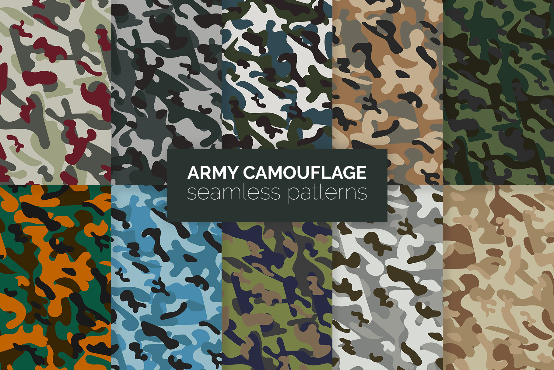 Army Camouflage Seamless Patterns, a Pattern Graphic by 3Y_Design