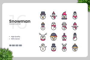 Snowman Colored Icons, an Icon by Upnowgraphic