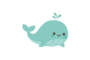 Smiling cartoon whale with belly, an Animal Illustration by GraphiShop