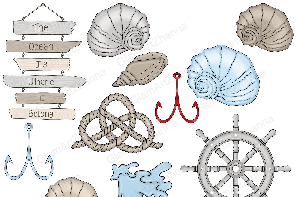 Nautical Clipart, a Transportation Illustration by GlamArtZhanna (Photo 5 of 5)
