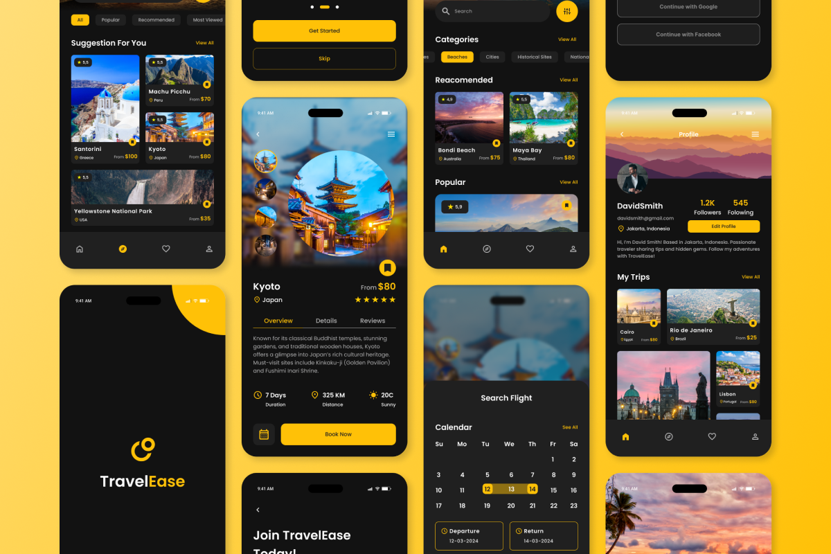 TravelEase - Travel & Booking Mobile, an App Template by trabaskriya (Photo 4 of 5)