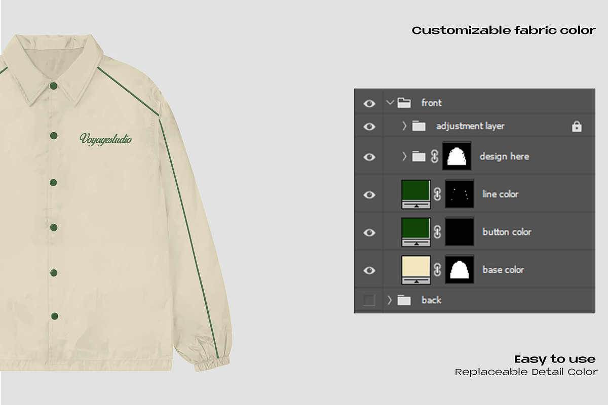 Coach jacket mockup, an Apparel Mockup by Voyage Studio (Photo 3 of 3)