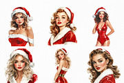 Vintage Santa Pin Up Girl Clipart, an Illustration by Craft Nest (Thumbnail 3 of 6)