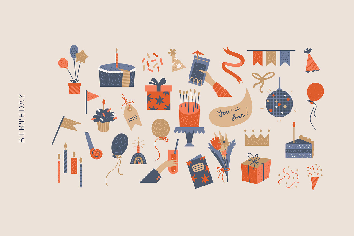 Celebration kit | Vector collection, a Decorative Illustration by katieromanoff_art (Photo 6 of 21)