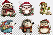 Funny Christmas Hedgehog Clipart, an Illustration by SVGArt (Thumbnail 4 of 8)
