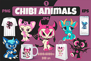 Chibi animals set 01. Tshirt, PNG., an Animal Illustration by KENO Mascots (Thumbnail 1 of 6)