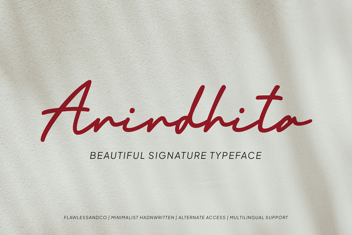 Anindhita - Script Signature Font, a Script Font by Flawless And Co (Photo 1 of 10)