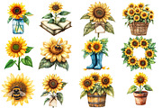 Watercolor Summer Sunflower Clipart, an Illustration by Designworld (Thumbnail 2 of 5)