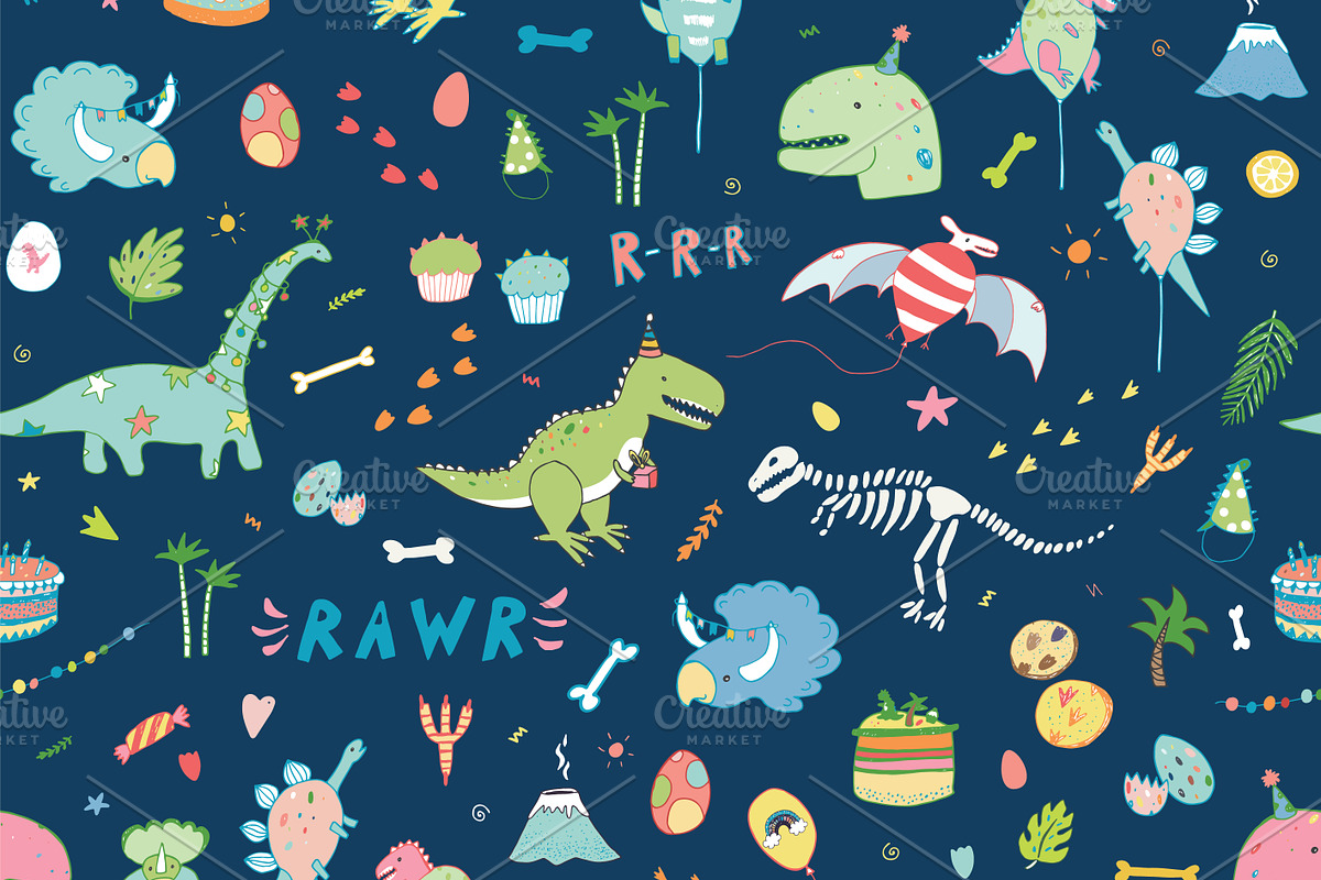 Dinosaur Party, a Pattern Graphic by GooseFrol (Photo 6 of 10)