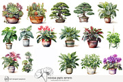 100 watercolor house plants clip art, a Seasonal Illustration by Poppy Lane Studio (Thumbnail 6 of 12)