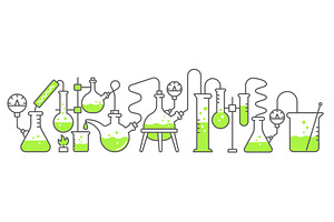 Chemistry science horizontal banner, an Education Illustration by Ilia Design