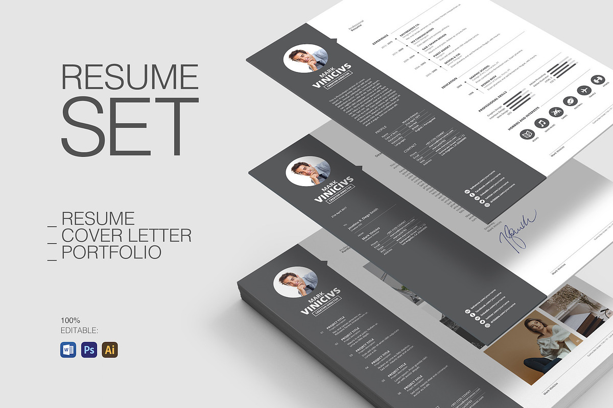 Resume Set Templates, a Resume Template by Easybrandz