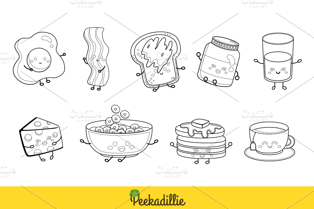 Breakfast Menu Food Digital Stamp, a Decorative Illustration by Peekadillie Art (Photo 2 of 3)