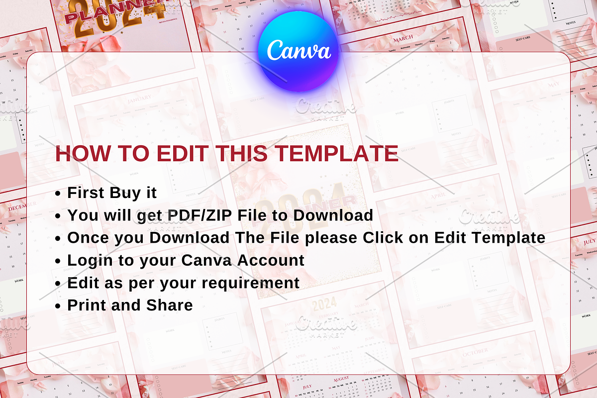 Canva Planner Template, a Magazine Template by MeghaDeharwal (Photo 3 of 3)