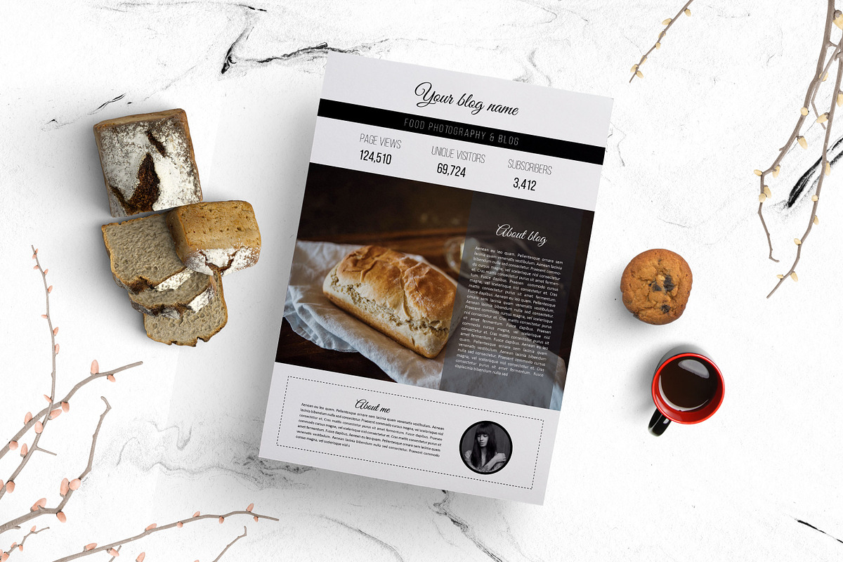 2 page media kit (food blog), a Stationery Template by Chic templates (Photo 1 of 10)