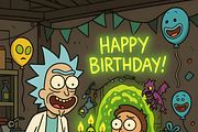 Rick and Morty Birthday Cards Bday, an Illustration by IconValue (Thumbnail 9 of 14)