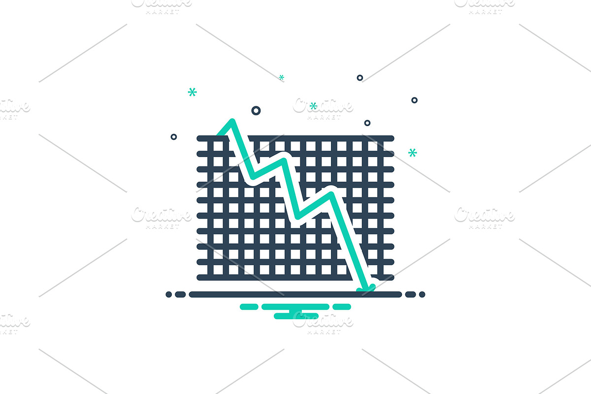 Decline downfall icon, an Outline Icon by Creative priyanka | Creative ...