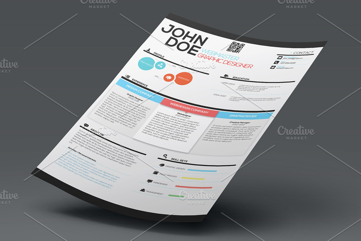 Simple Creative Resume, a Stationery Template by CREATIVE DUDE (Photo 3 of 6)