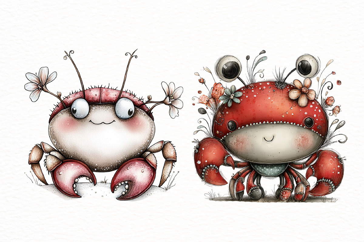 Whimsical Summer Crab Clipart, an Illustration by Designworld (Photo 2 of 6)