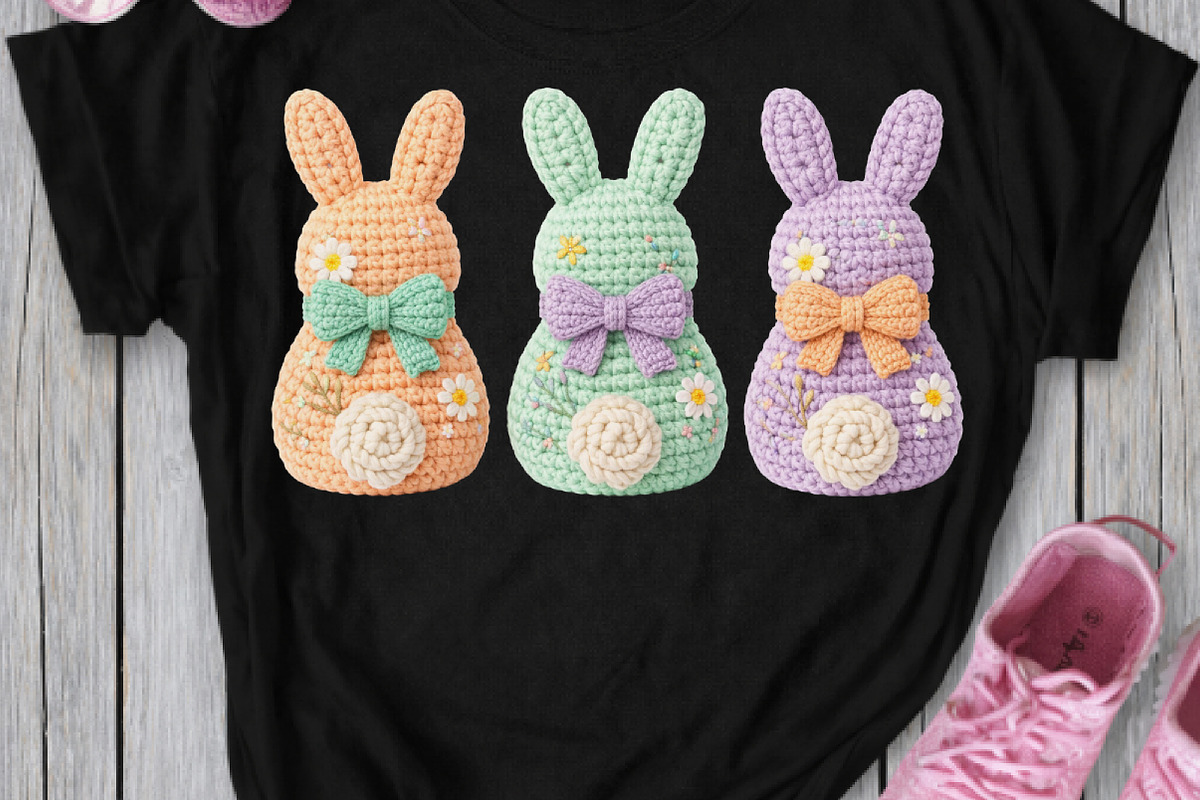 Faux Yarn Easter Bunnies png, an Illustration by Watercolor design (Photo 5 of 6)