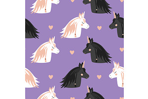 Cute white and black unicorn, an Animal Illustration by Toltemara