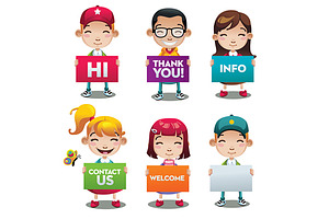 holding board sign kids