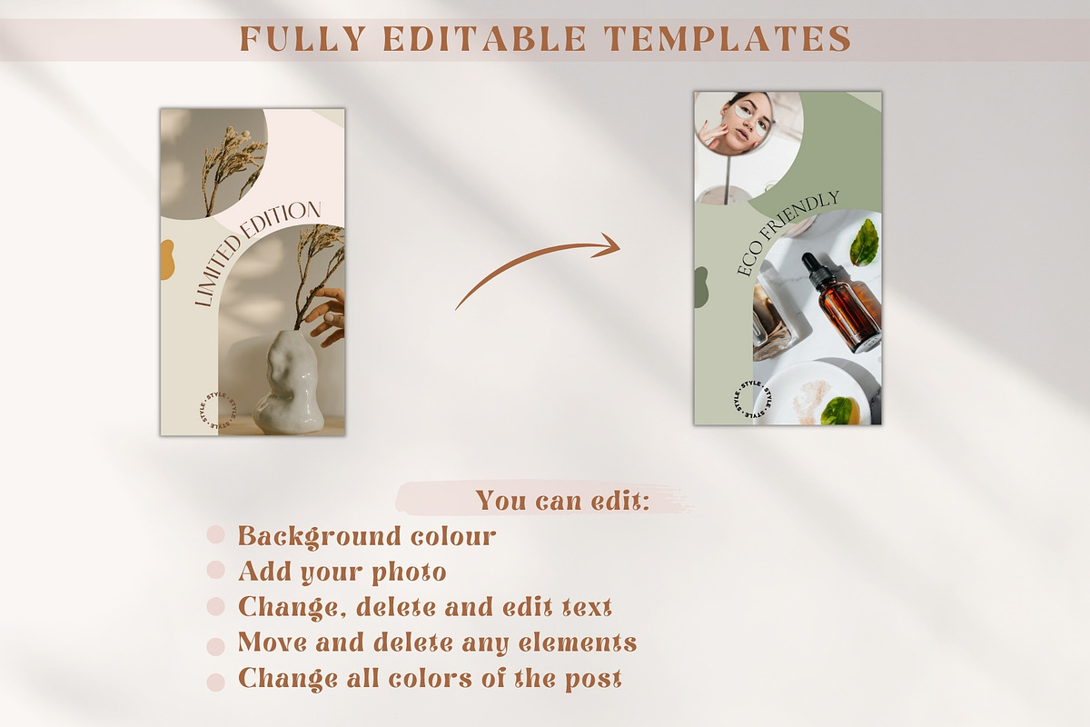 Boho Instagram Story Templates Canva, a Social Media Template by Boltik Studio (Photo 2 of 8)