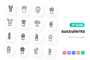 Succulents 16 Thin Line Icons Set, an Outline Icon by Alex Blogoodf (Thumbnail 1 of 5)
