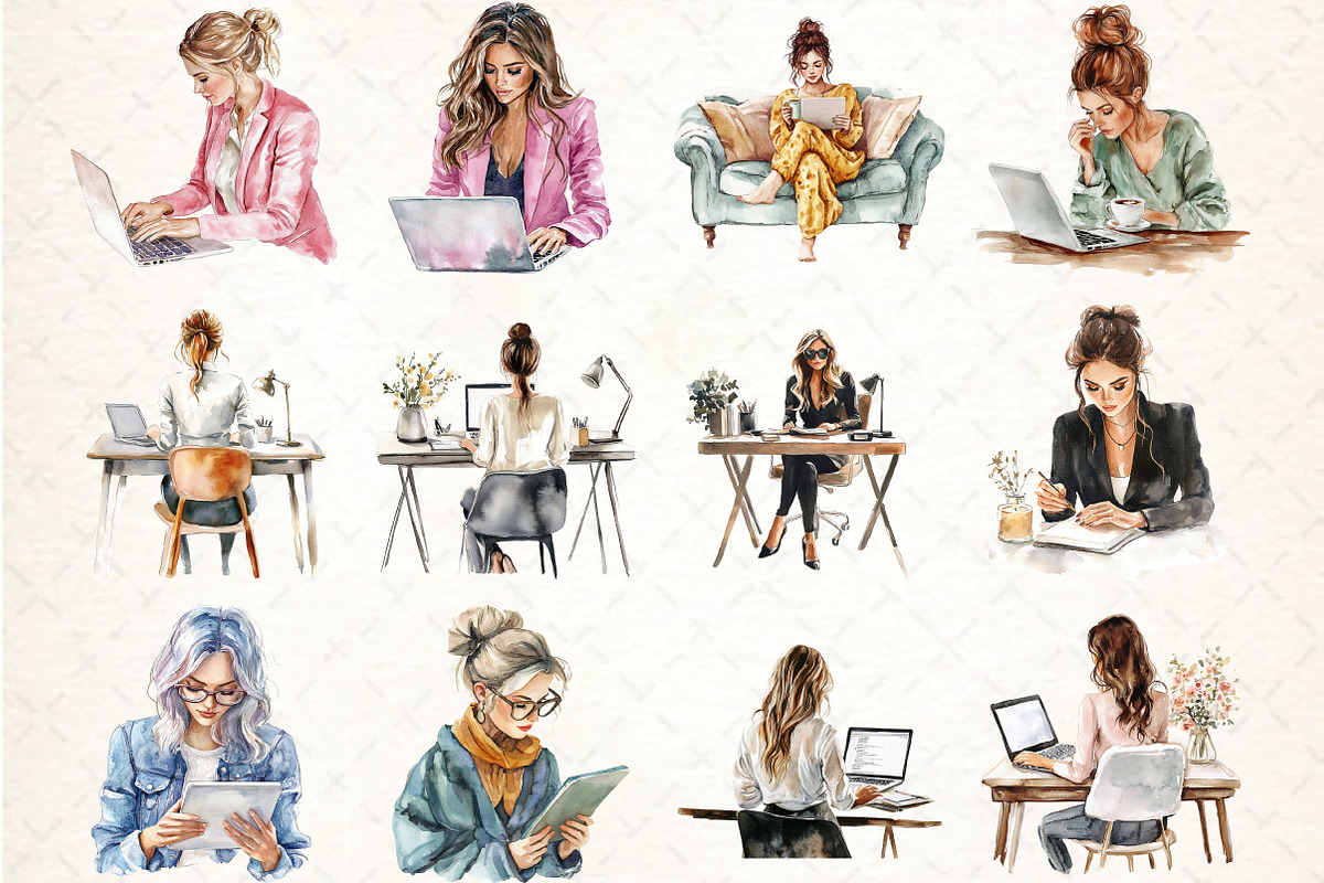modern workplace clipart, an Illustration by DreamCafeArt (Photo 2 of 5)