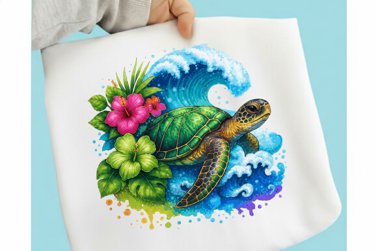 Sea Turtle Tropical Ocean Summer PNG, an Illustration by Designking (Photo 5 of 6)