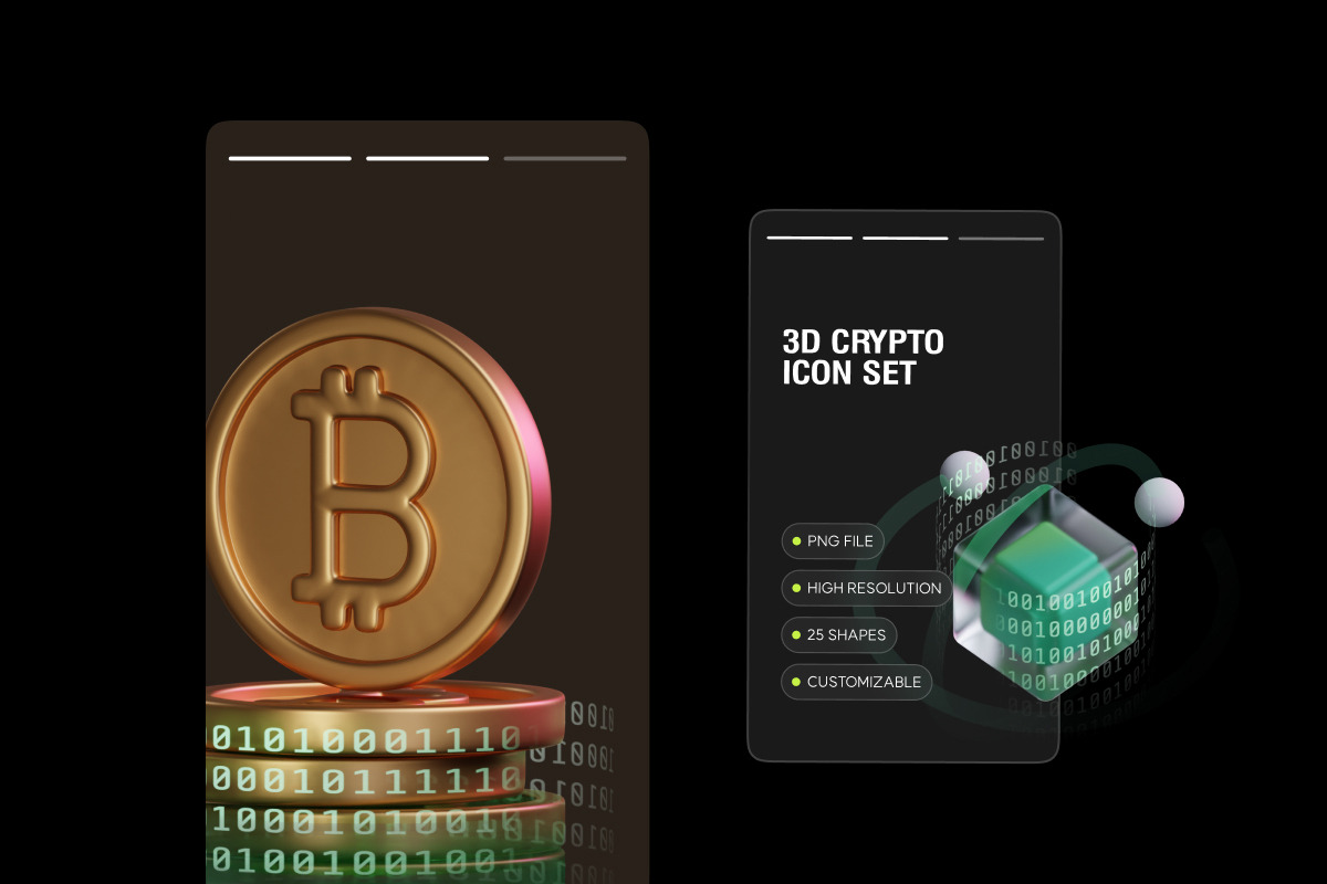 3D Crypto Icon Set, an Object Graphic by Illustrava (Photo 3 of 7)