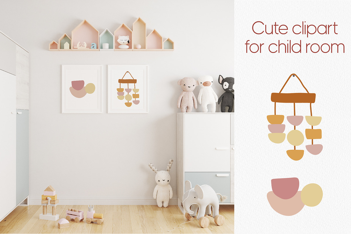 Cute boho clipart for kids nursery, a Decorative Illustration by Anntre (Photo 2 of 2)