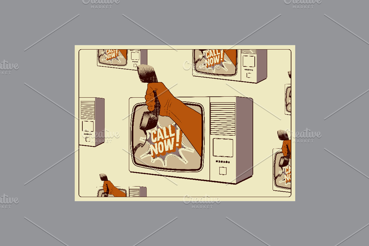 Call Now! Vector retro poster set., a Technology Illustration by PoPaShop (Photo 7 of 8)