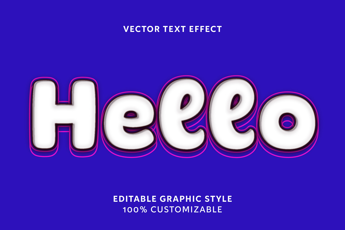 Rounded Neon Outline 3D Text Effect