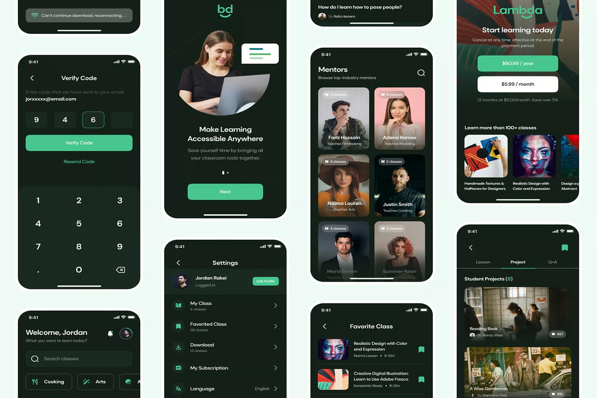 Lambda E-Learning Online Class App, an UI Kit Template by Creative Perspective (Photo 5 of 6)