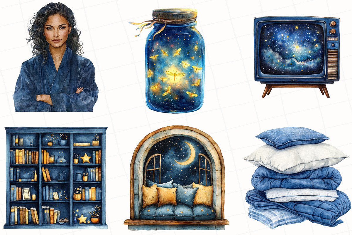Dreamy Night Cottage Clipart, an Illustration by OK Design (Photo 5 of 5)