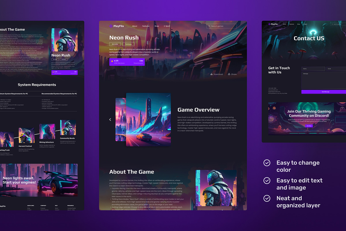 Gaming Website UI Figma Template, an UI Kit Template by peterdraw